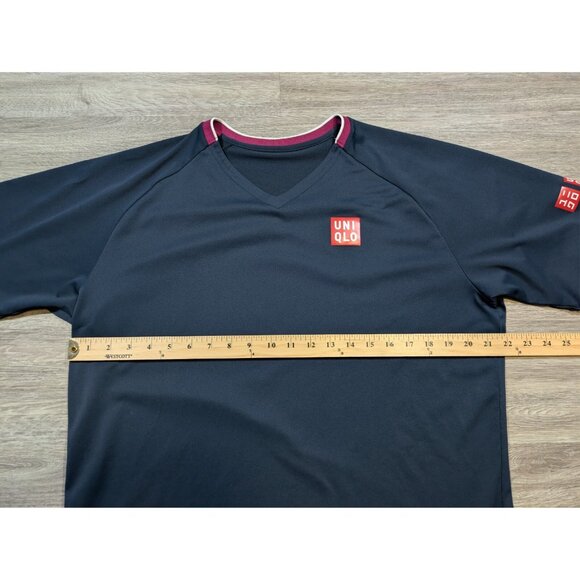 Roger Federer UNIQLO 2020 Australian Open Men's Large Polo Blue Tennis Logo - Picture 6 of 7